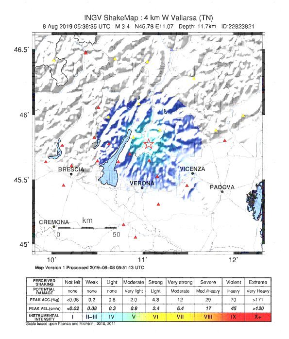 terremoto Vallarsa-Mappa di scuotimento intensità-Ingv