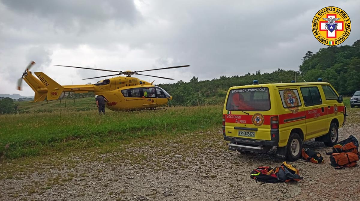 scivola valsorda soccorso ala di Trento escursionista Baldo alpino elicottero eliambulanza soccorso alpino Baffelan