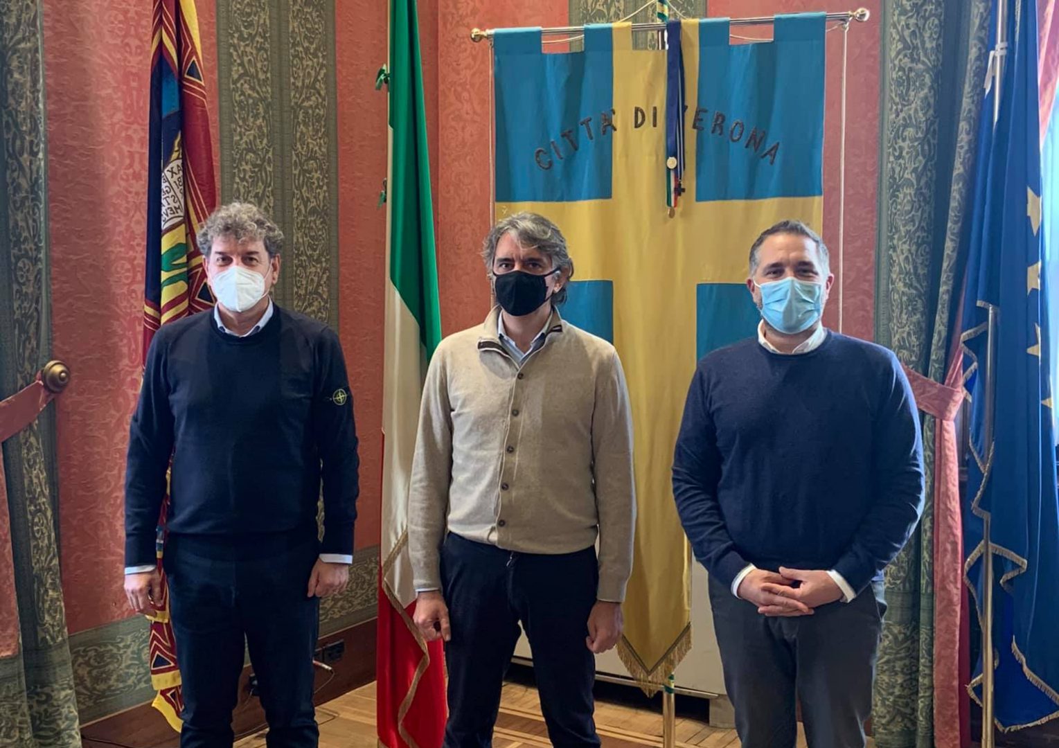 Sindaco di Verona Federico Sboarina con Stefano Bianchini e Andrea Bassi