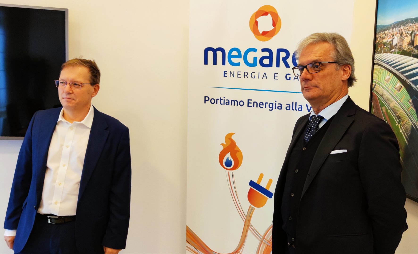 Da destra Alessandro Montagna presidente Megareti e Livio Negrini direttore operativo Megareti