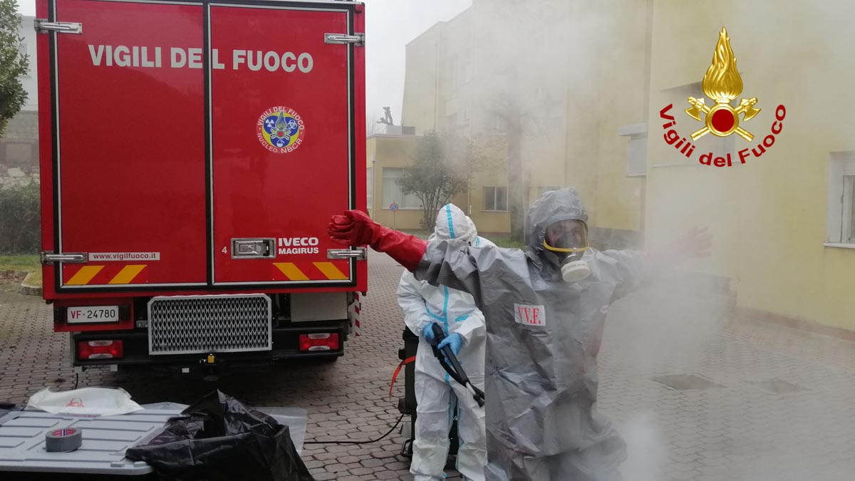Sanificazione - Casa di riposo Domenico Cardo - Cologna Veneta - Vigili del Fuoco