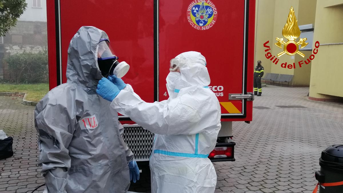 Sanificazione - Casa di riposo Domenico Cardo - Cologna Veneta - Vigili del Fuoco