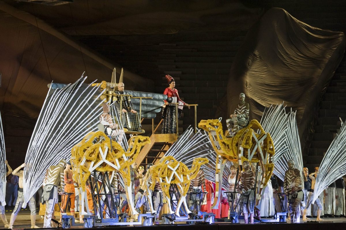 Una rappresentazione di Aida in Arena. Foto Ennevi
