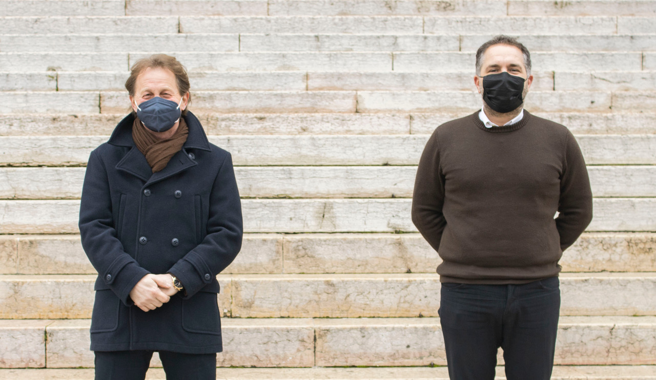 Il presidente del Collegio Geometri Fiorenzo Furlani e l’assessore all’Edilizia Privata Andrea Bassi