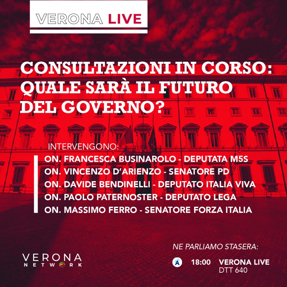 Verona Live con i parlamentari veronesi Massimo Ferro, Francesca Businarolo, Paolo Paternoster, Vincenzo D'Arienzo, Davide Bendinelli