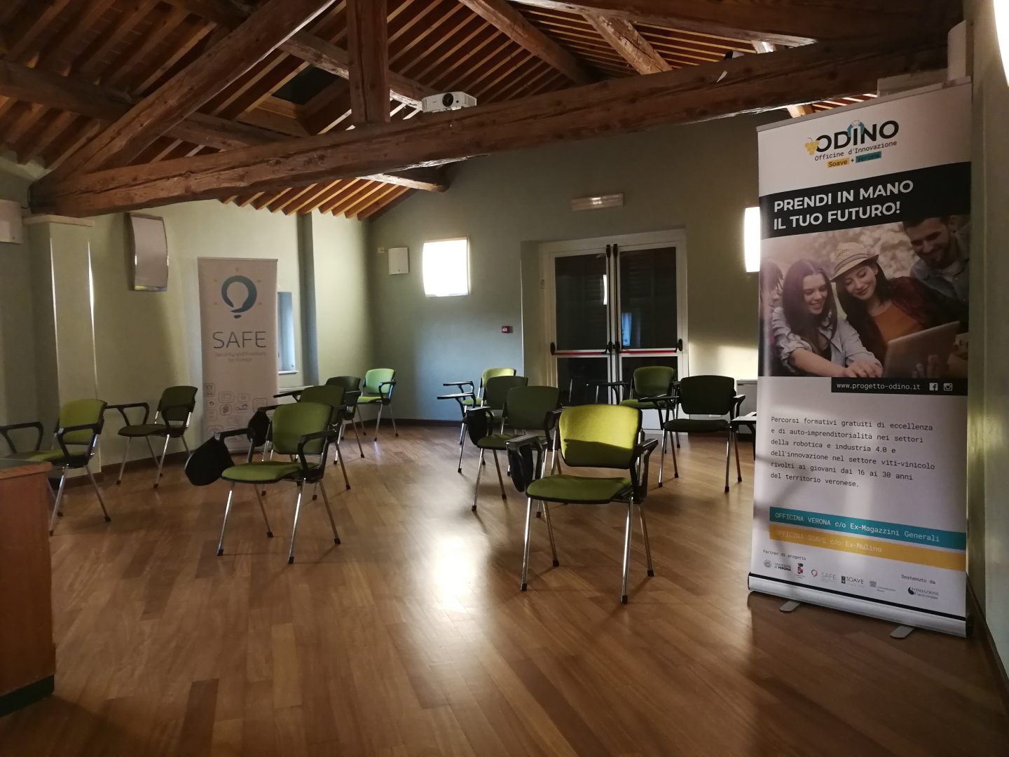 Sala della formazione dell'Ex Mulino di Soave progetto odino
