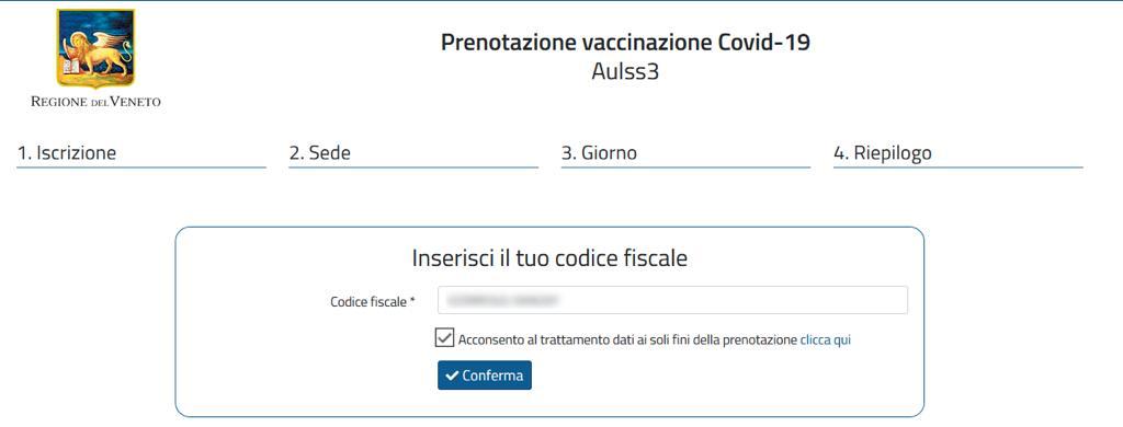 Portale prenotazione vaccino anti-Covid Regione Veneto