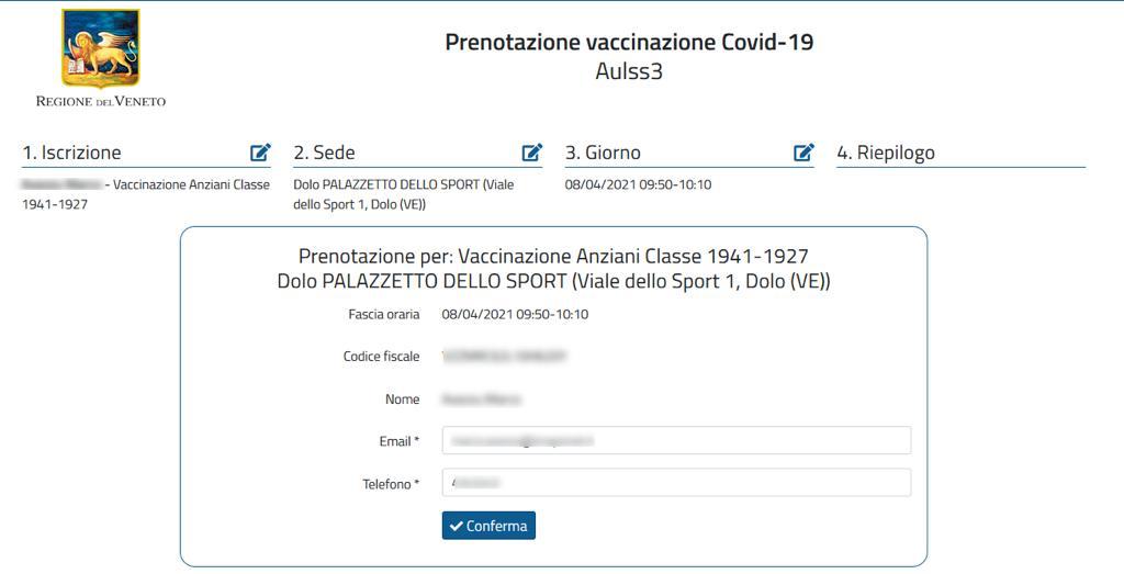 Portale prenotazione vaccino anti-Covid Regione Veneto