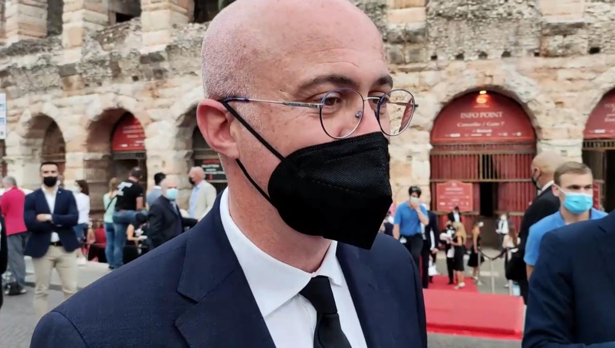 Il Ministro per i rapporti con il Parlamento Federico D'Incà a Verona per la prima dell'Arena