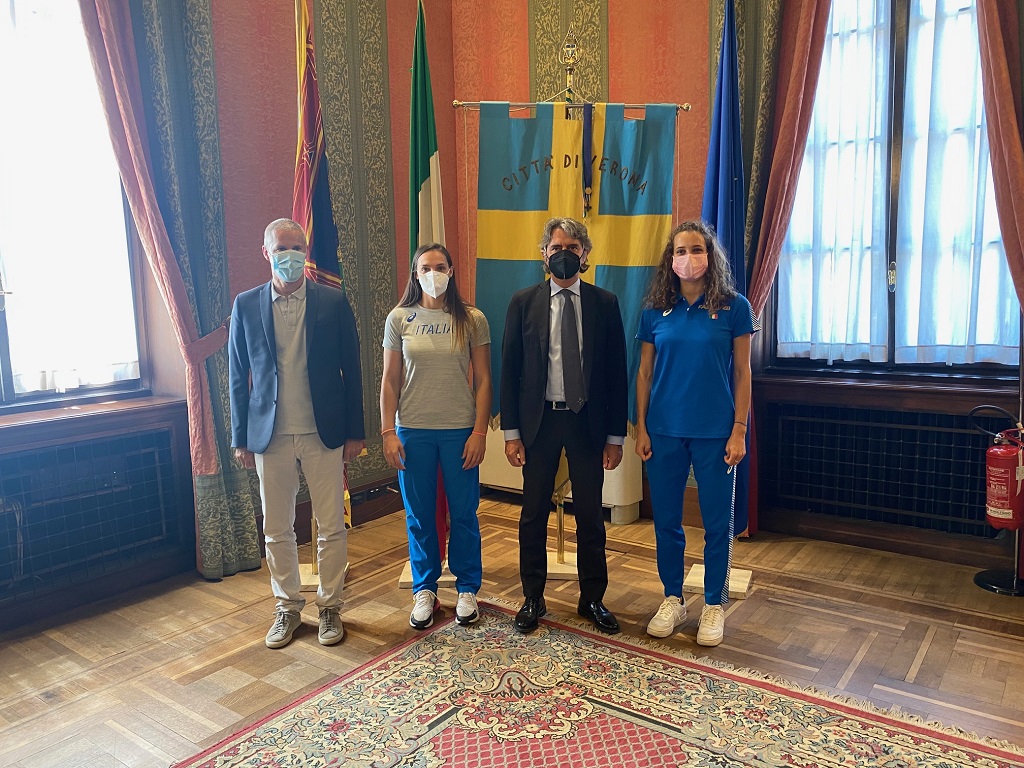 Elisa Molinarolo e Anna Polinari ricevute oggi a Palazzo Barbieri.