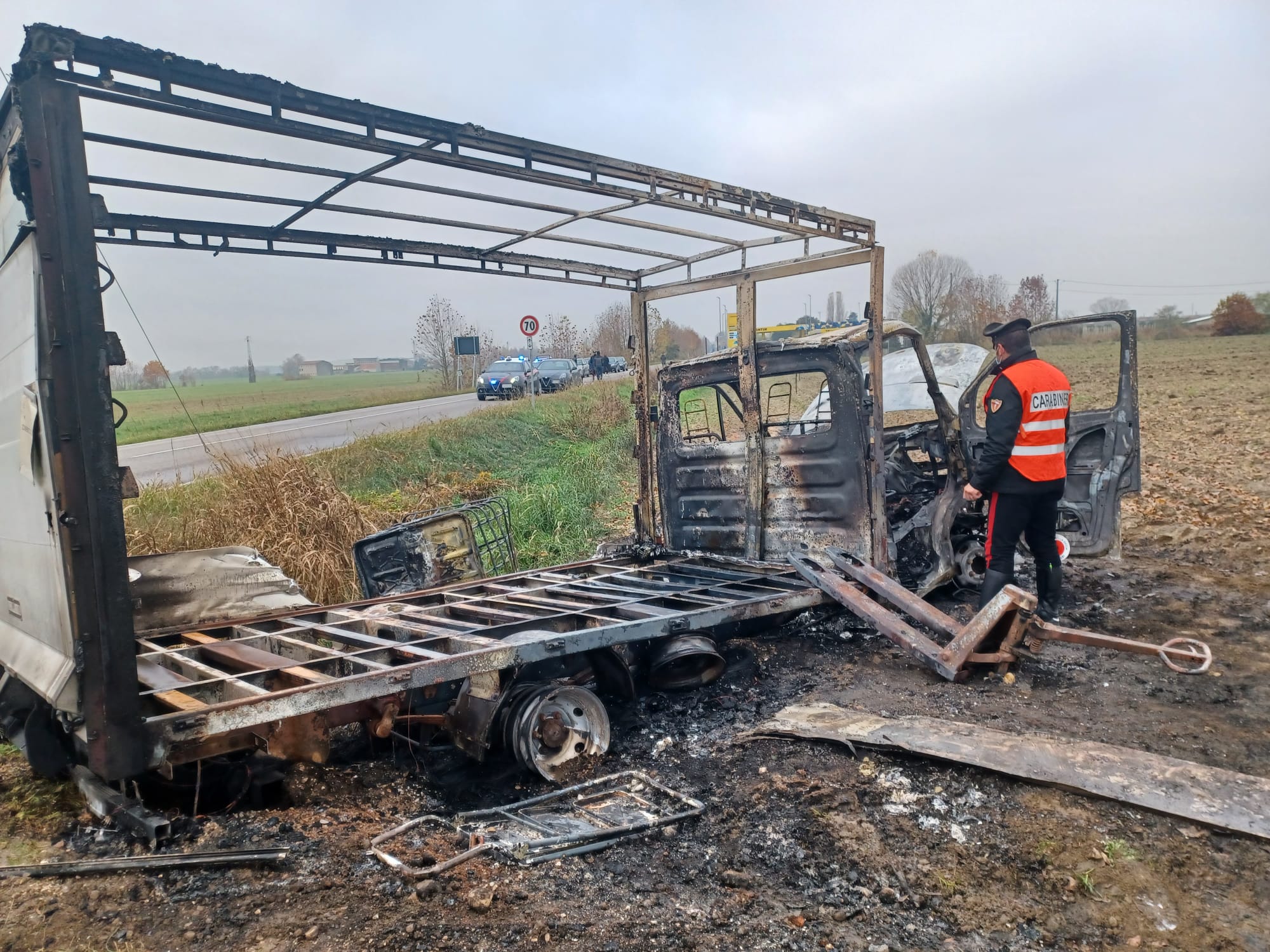 furgone in fiamme incidente minerbe