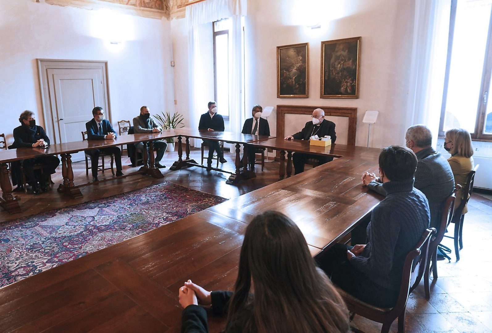 Sboarina e assessori ospiti del vescovo Giuseppe Zenti