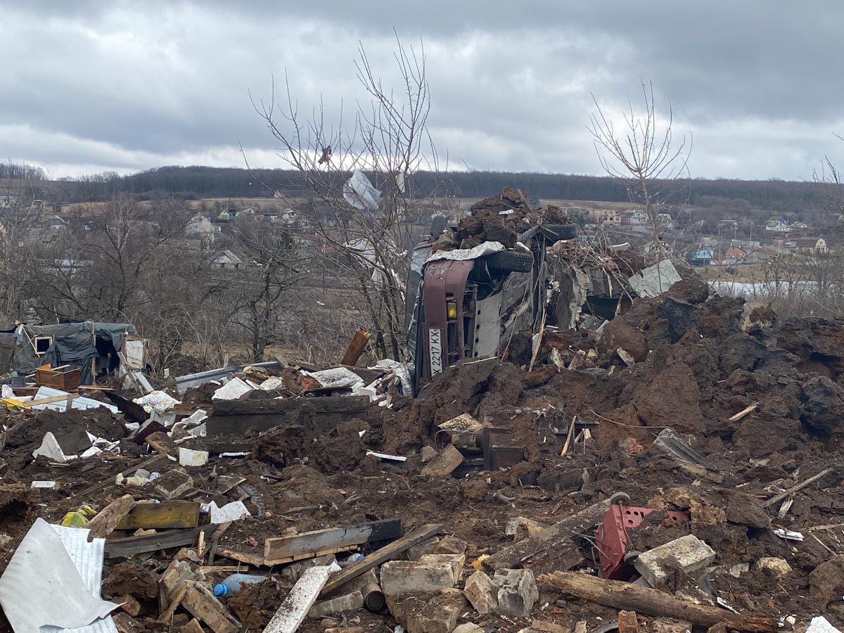 Ucraina - Villaggio di Yakivlivka, vicino Kharkiv, bombardato
