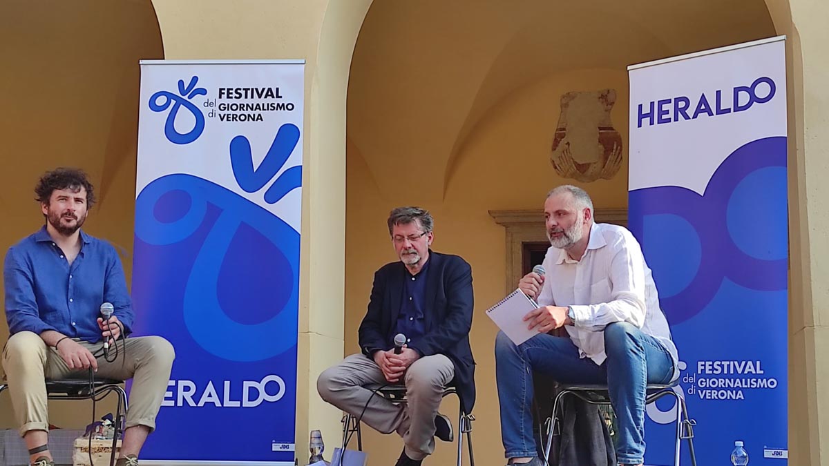 Festival del Giornalismo 2022 - Da sx Matteo Dani di Heraldo, Paolo Lambruschi di Avvenire e William Beccaro