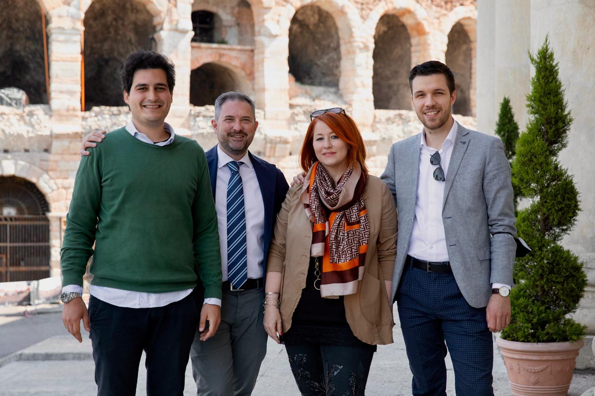 Il presidente di Verona Domani Matteo Gasparato e i consiglieri comunali di Sona Mattia Leoni, Nicolò Ferrari e Katia Rigo