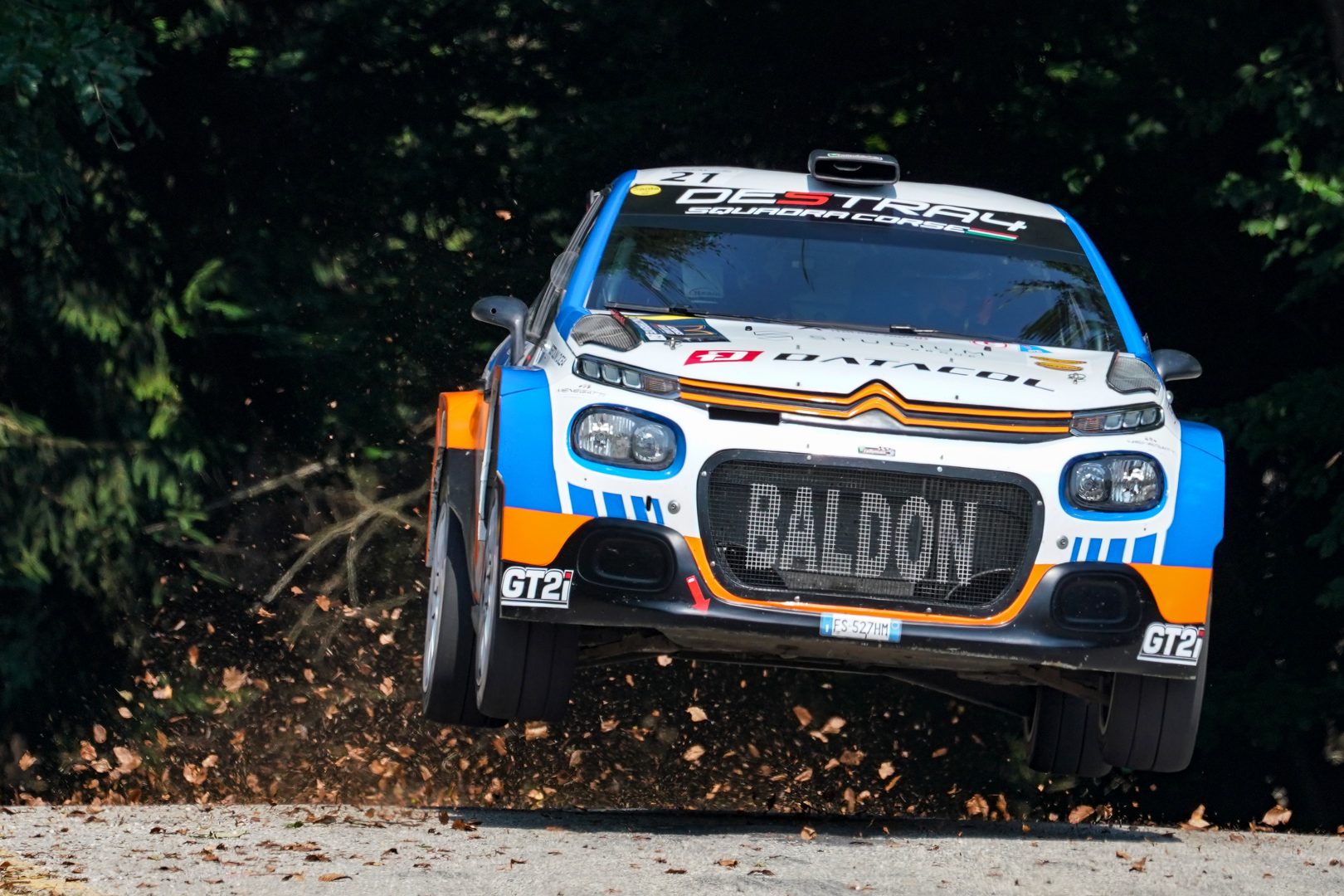 La vettura di Stefano Strabello modello Citroën C3 Rally2 preparata da Baldon Rally