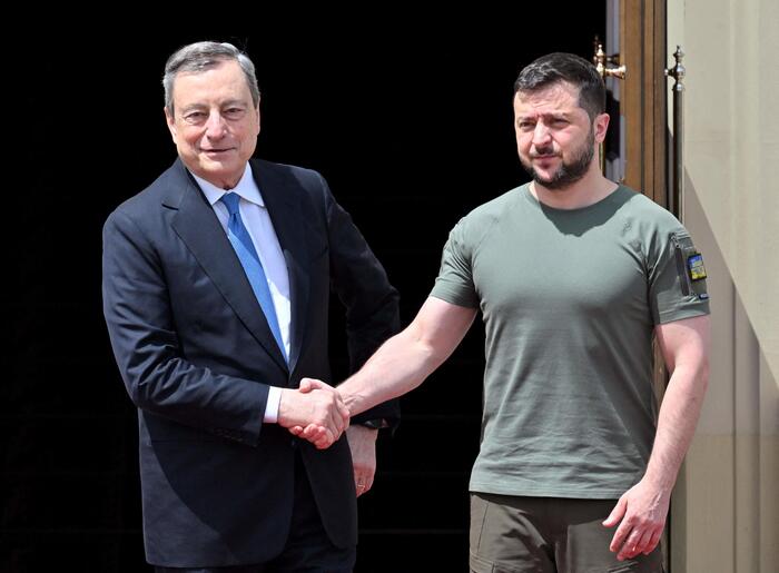 Mario Draghi e Volodymyr Zelensky in Ucraina.