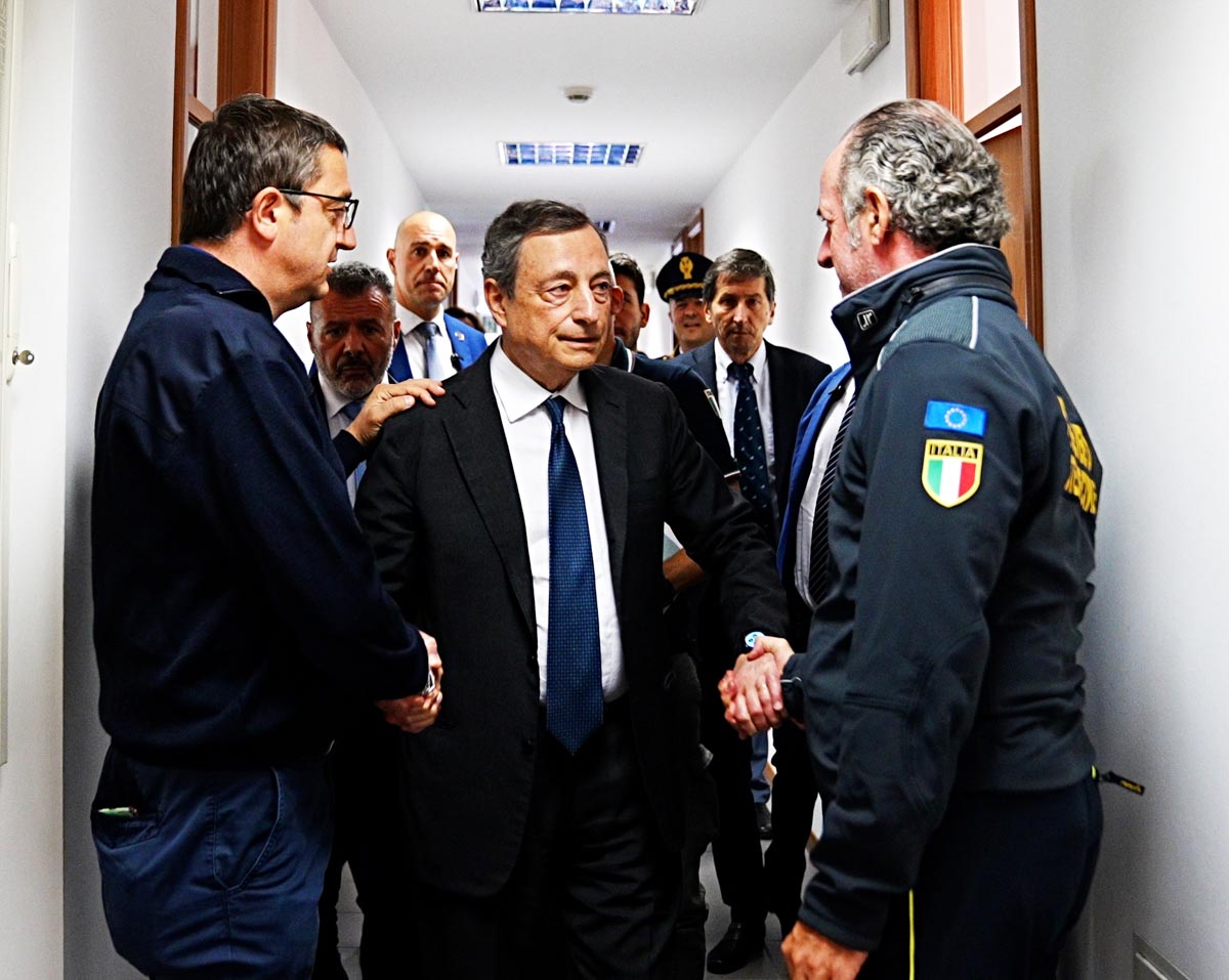 Fugatti, Draghi, Zaia a Canazei Marmolada crollo