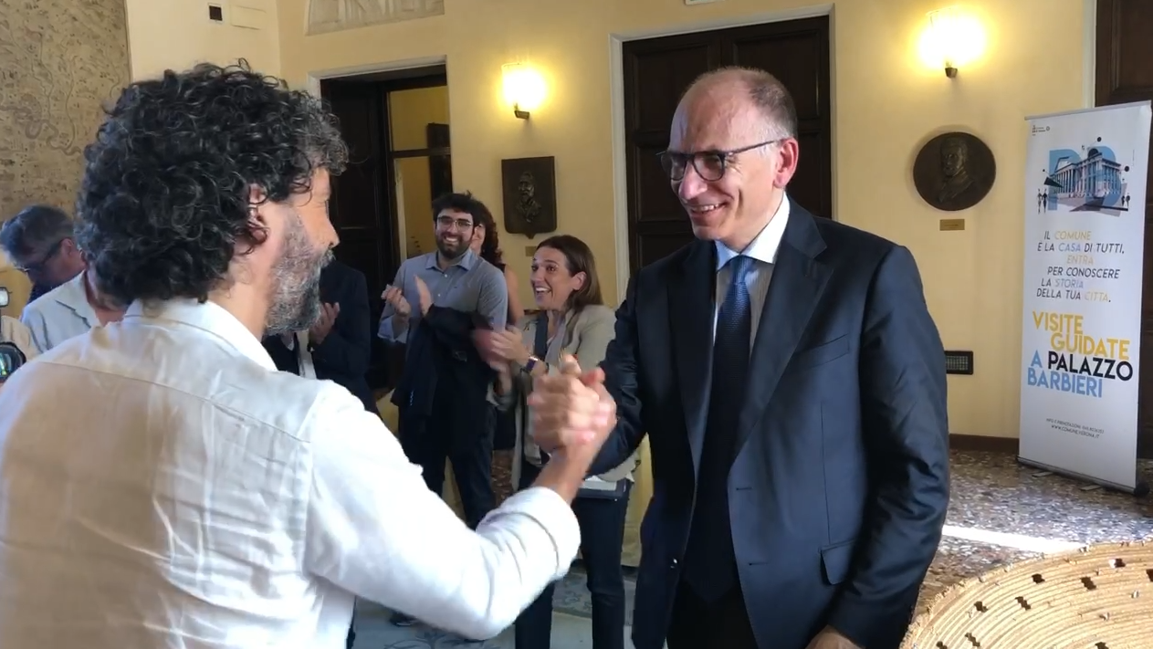L'incontro fra Damiano Tommasi ed Enrico Letta.