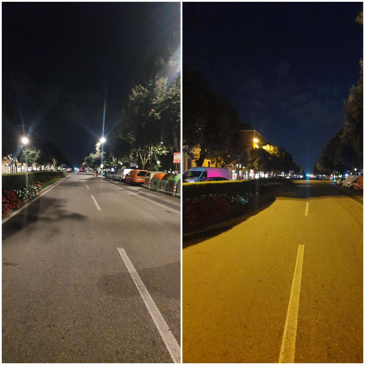 Luci in corso Porta Nuova. Confronto vecchie-nuove