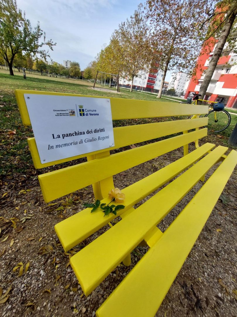 Verona panchina diritti Giulio Regeni