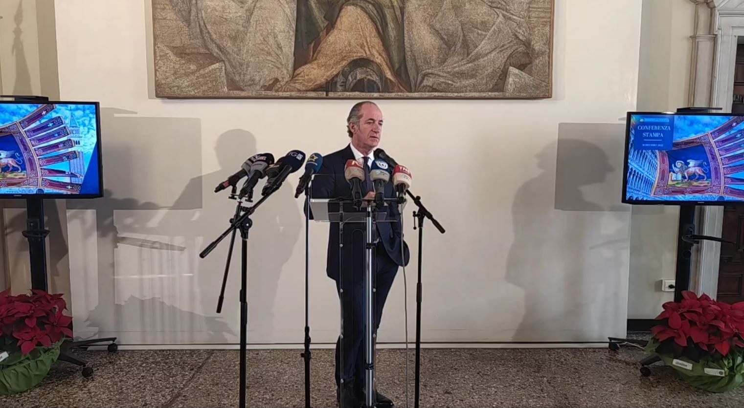 Luca Zaia - conferenza stampa filobus