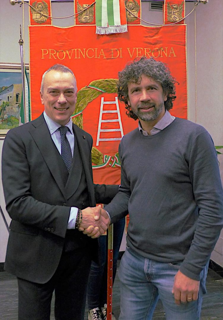 Flavio Pasini, sindaco di Nogara e presidente della Provincia di Verona insieme al sindaco di Verona Damiano Tommasi