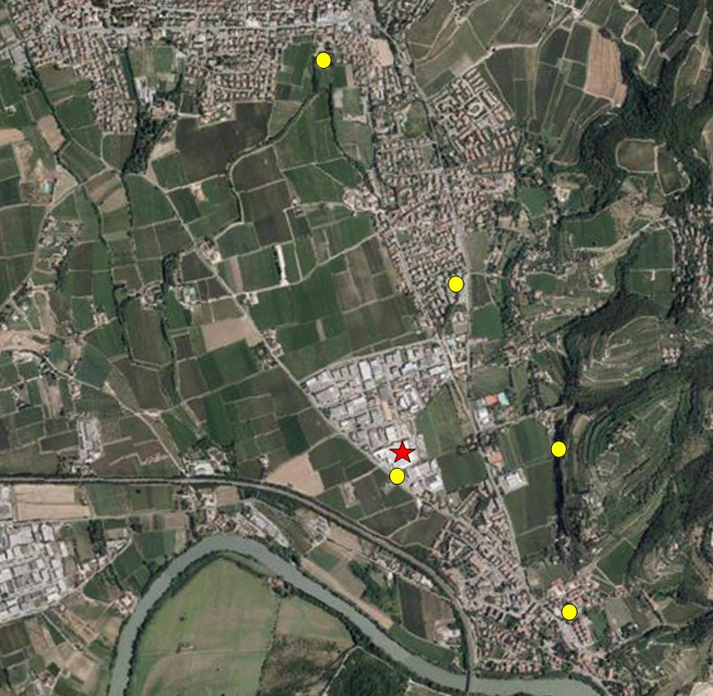 Incendio Arbizzano - mappa rilevamenti Arpav