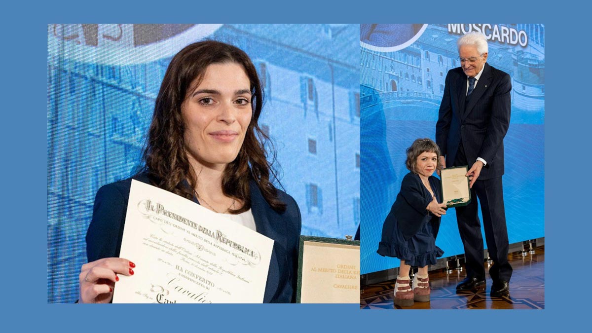 Da sinistra Carlotta Mancini, Francesca Moscardo, Sergio Mattarella