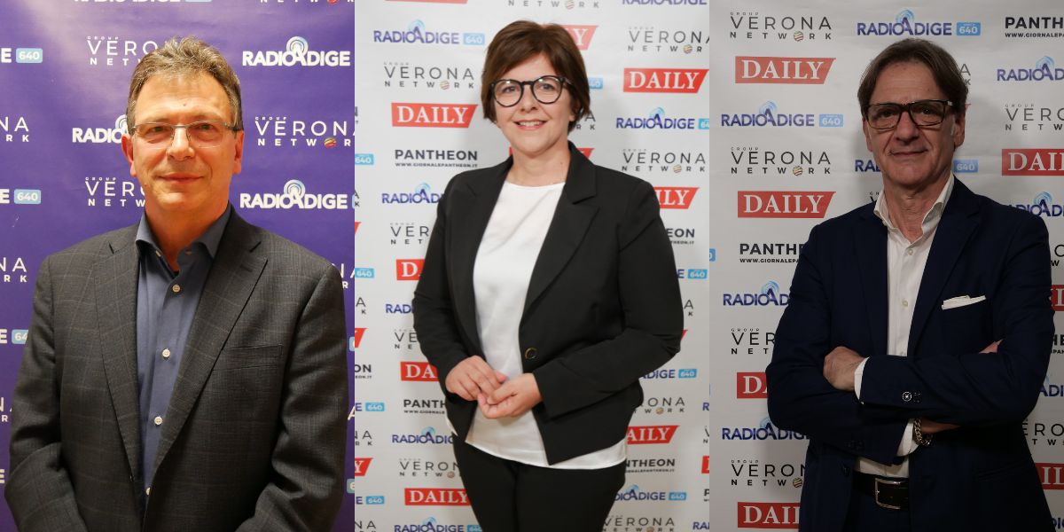 I candidati di Castel d'Azzano Franco Bertaso, Elena Guadagnini e Lorenzo Costantini