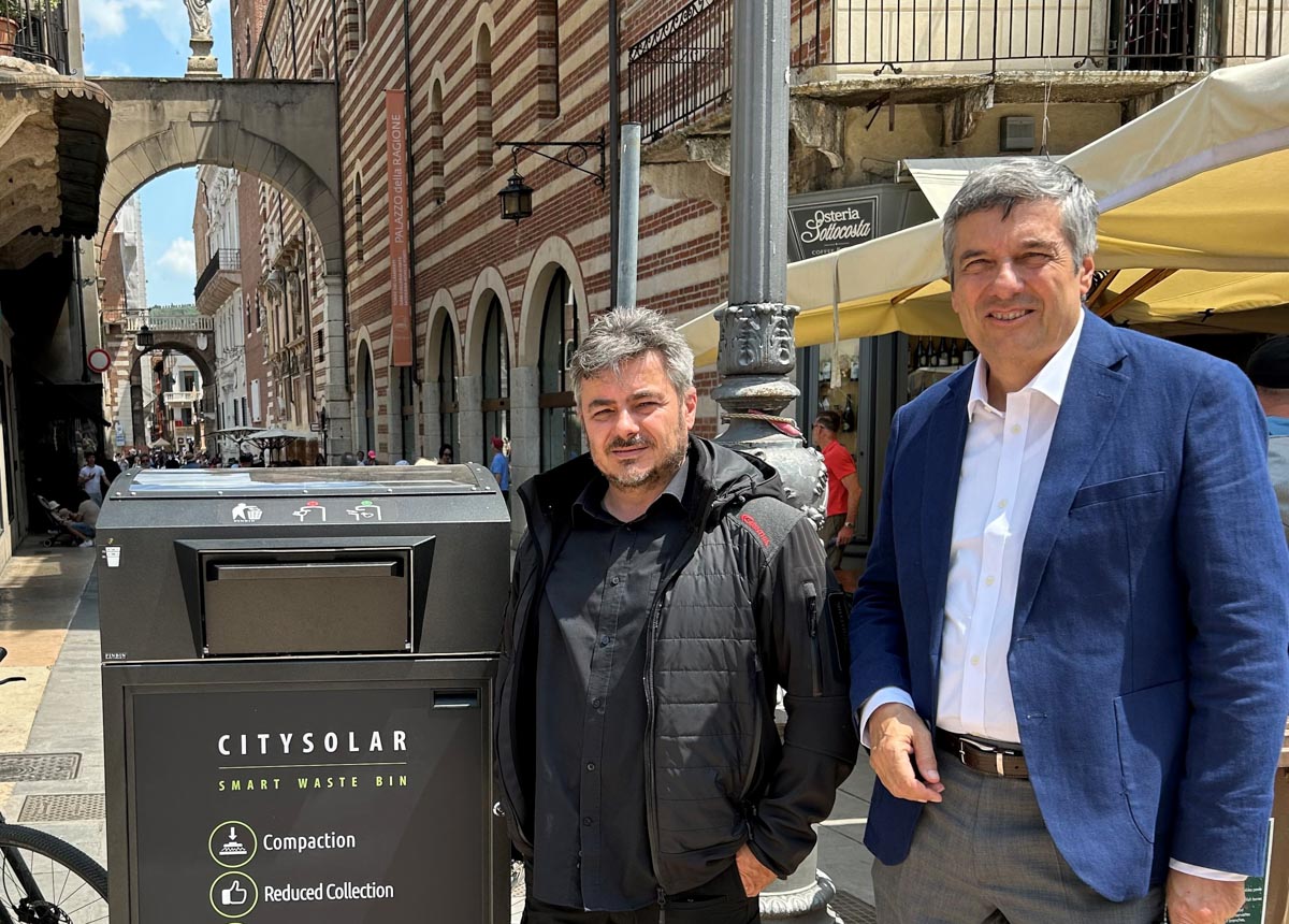 Amia - cestino energia solare piazza Erbe - Burato e Bechis