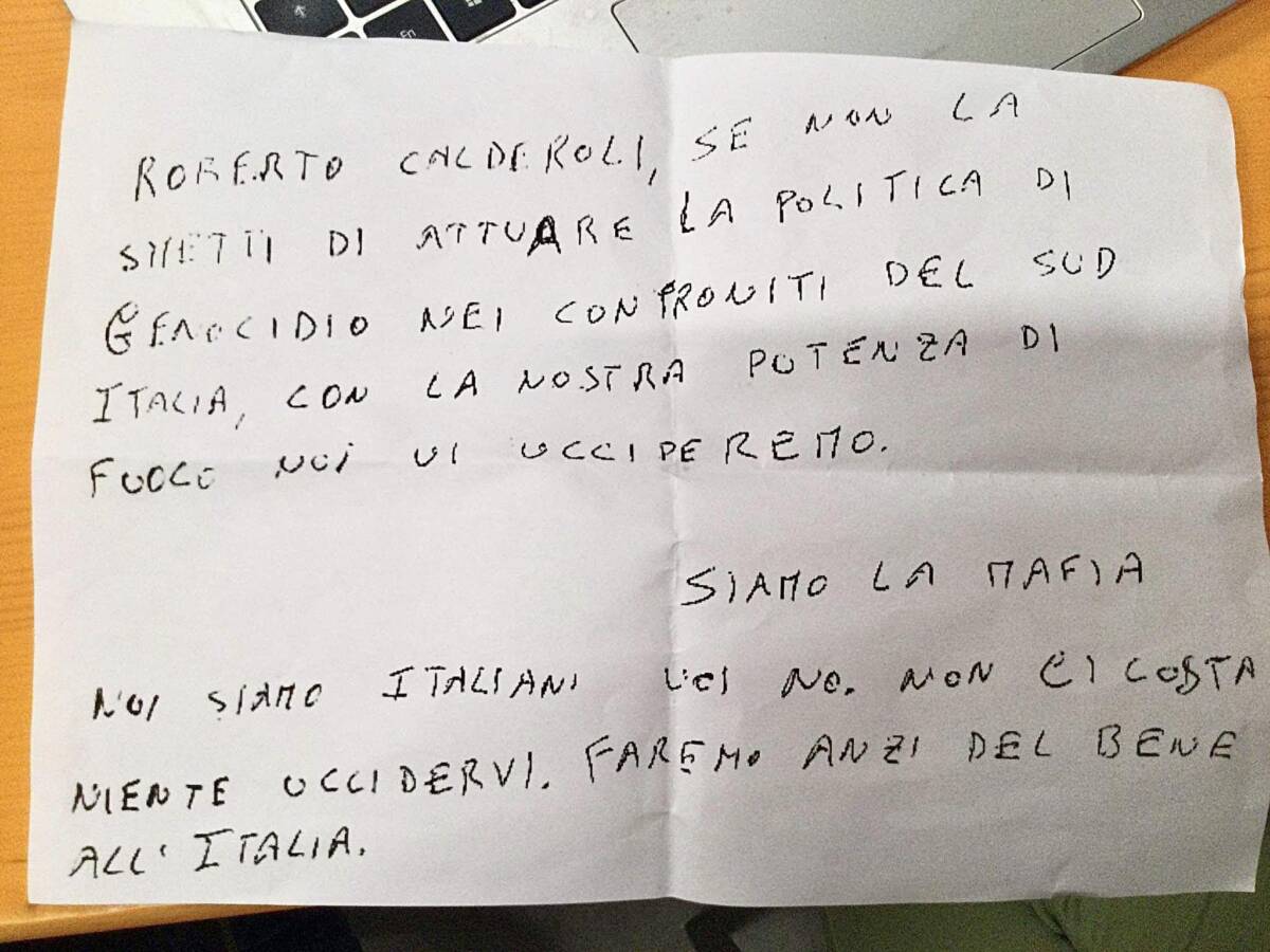 Lettera minacce Calderoli