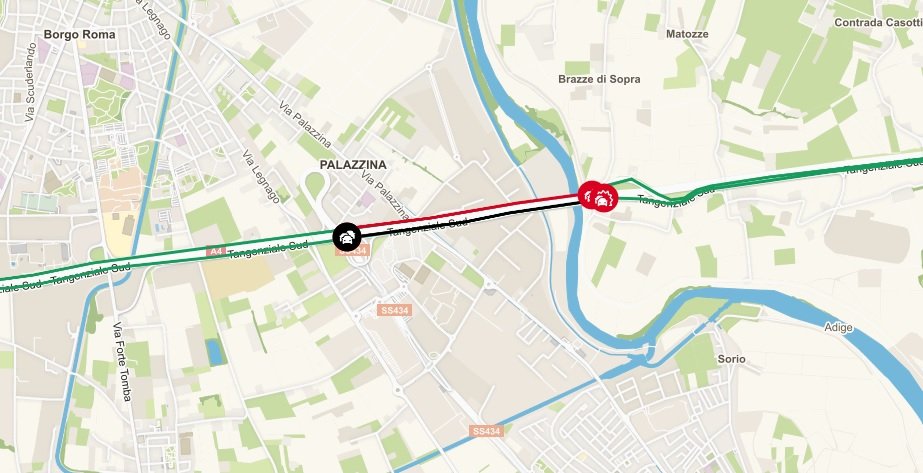 incidente tangenziale sud mappa