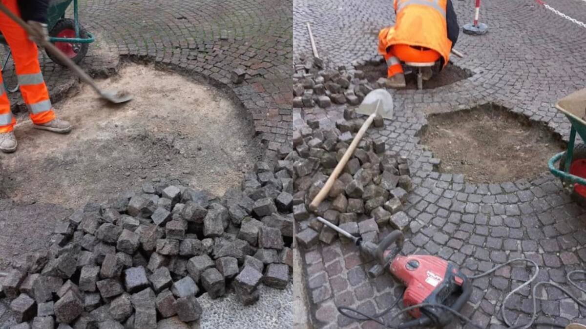 Lavori porfido Piazza Bra