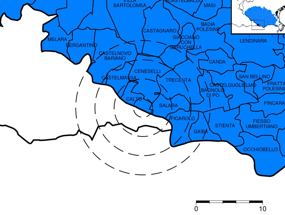 terremoto ceneselli rovigo epicentro