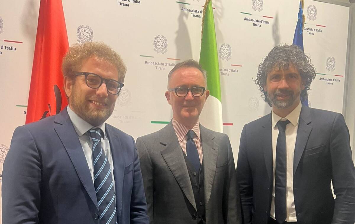 Giacomo Possamai, Erion Veliaj, Damiano Tommasi a Tirana