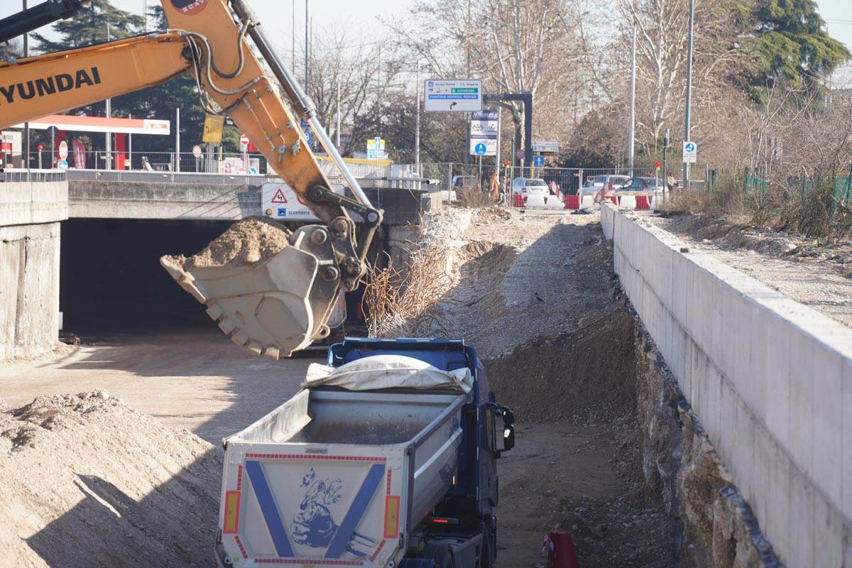 Cantiere sottopasso via Città di Nimes (13 febbraio 2024)