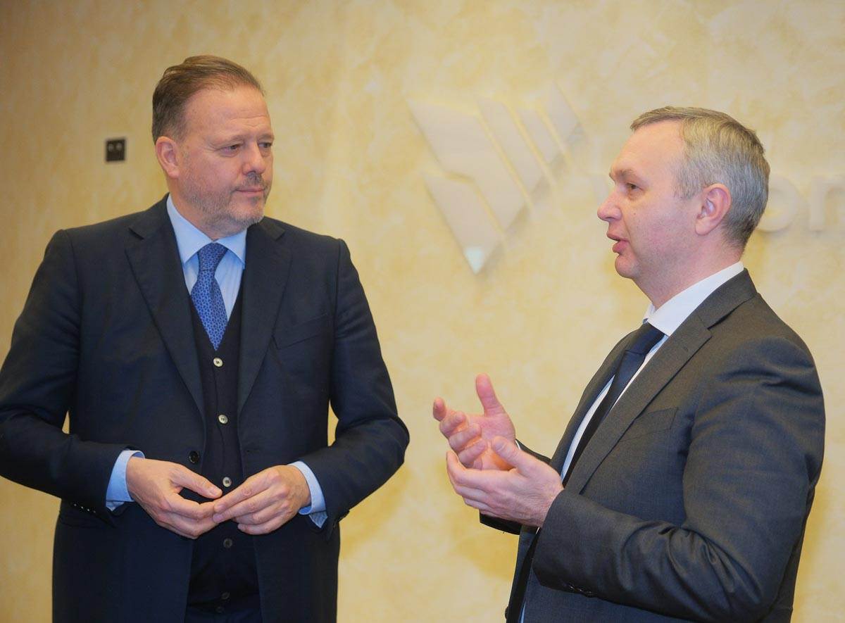 Il presidente di Veronafiere Federico Bricolo e l'ambasciatore d'Ucraina in Italia Yaroslav Melnyk a Fieragricola 2024 - Ennevifoto