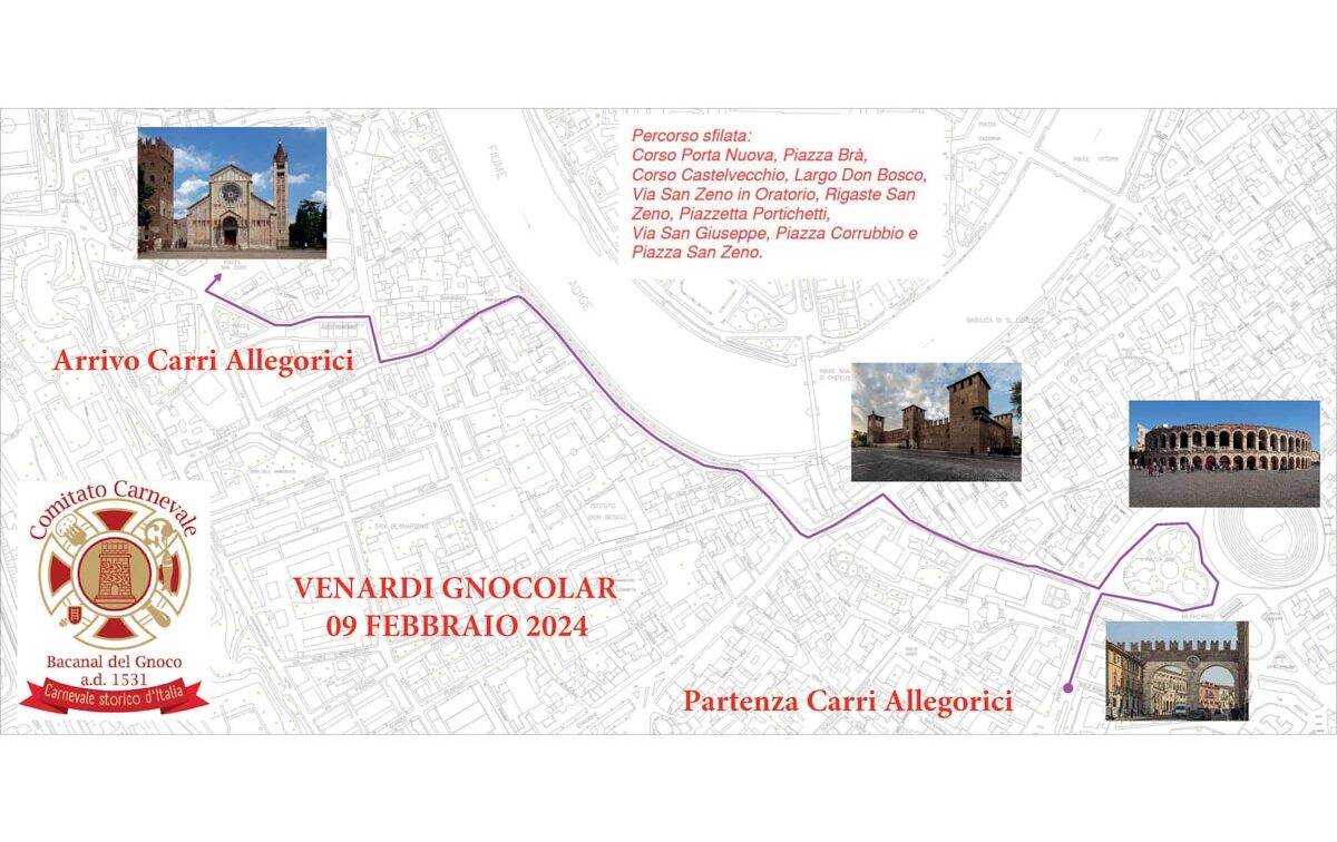 Percorso sfilata Carnevale di Verona 2024