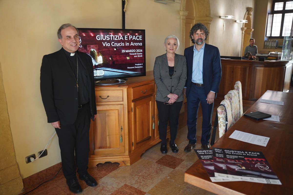Presentazione Via Crucis in Arena 2024 Gasdia, Pompili, Tommasi