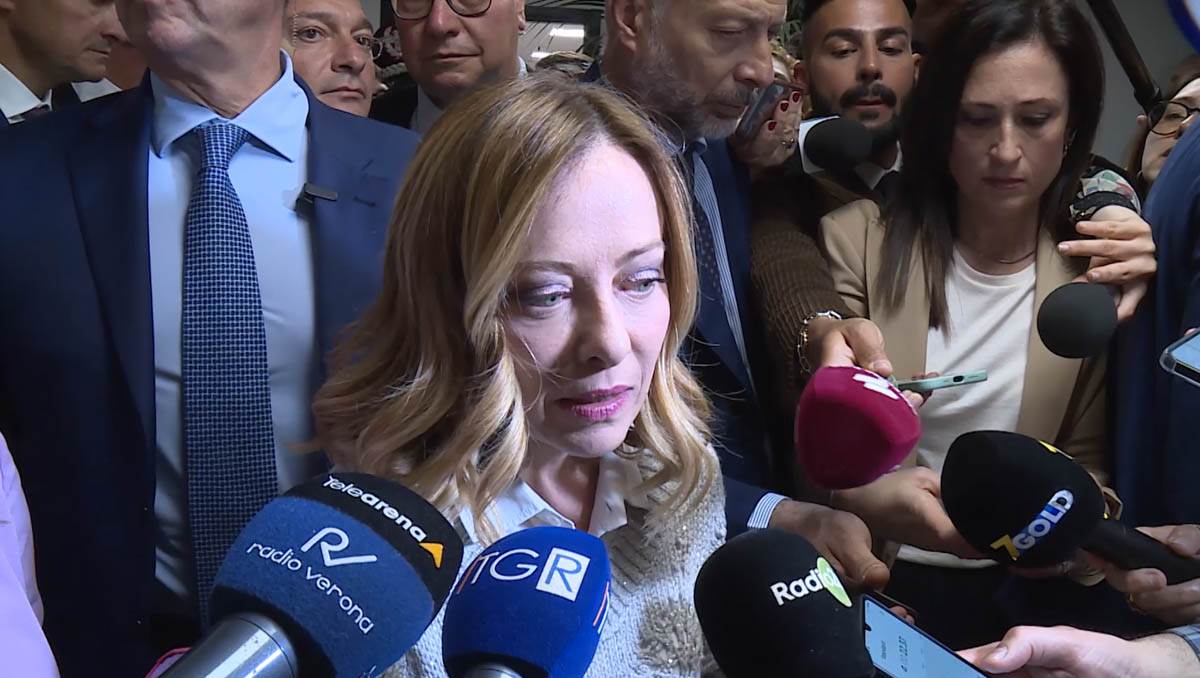 Giorgia Meloni, intervista a margine della visita a Vinitaly 2024