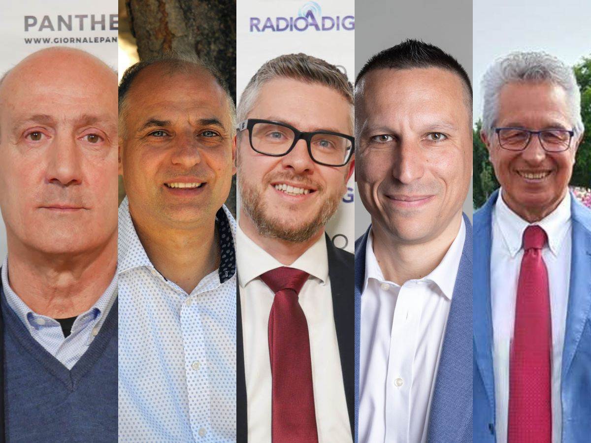 Sindaci veronesi quorum Da sinistra Occhiali, Carrarini, Leso, Zardini, Pastorello