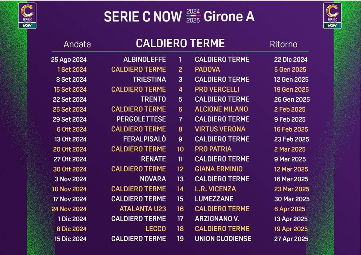 Serie C 2024-2025 - Calendario Caldiero Terme