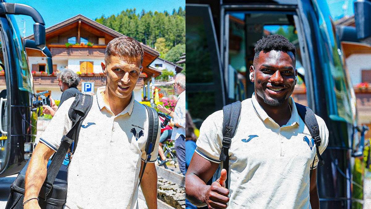 Hellas Verona arrivo al ritiro di Folgaria