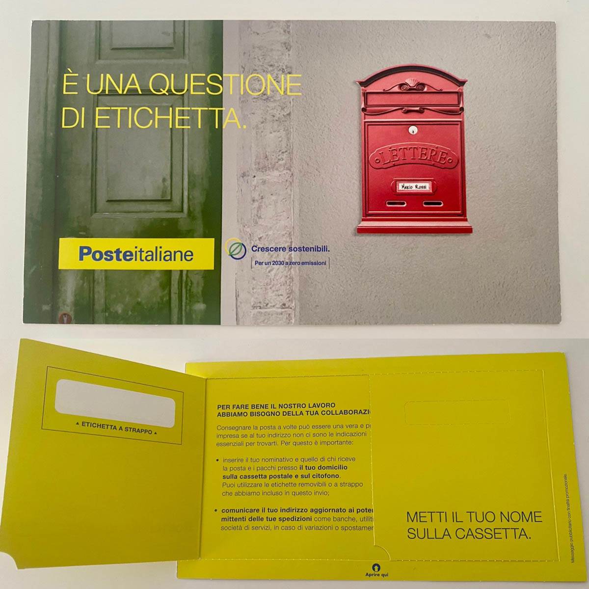 Campagna di Poste Italiane "Etichetta la cassetta"