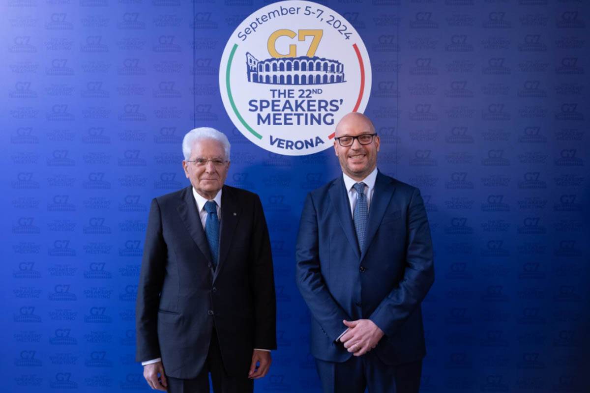 G7 Parlamenti - Presidente Mattarella e Presidente Fontana