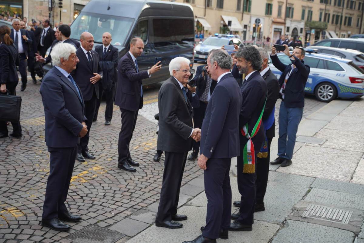L'arrivo del Presidente della Repubblica Sergio Mattarella al G7 Parlamenti a Castelvecchio
