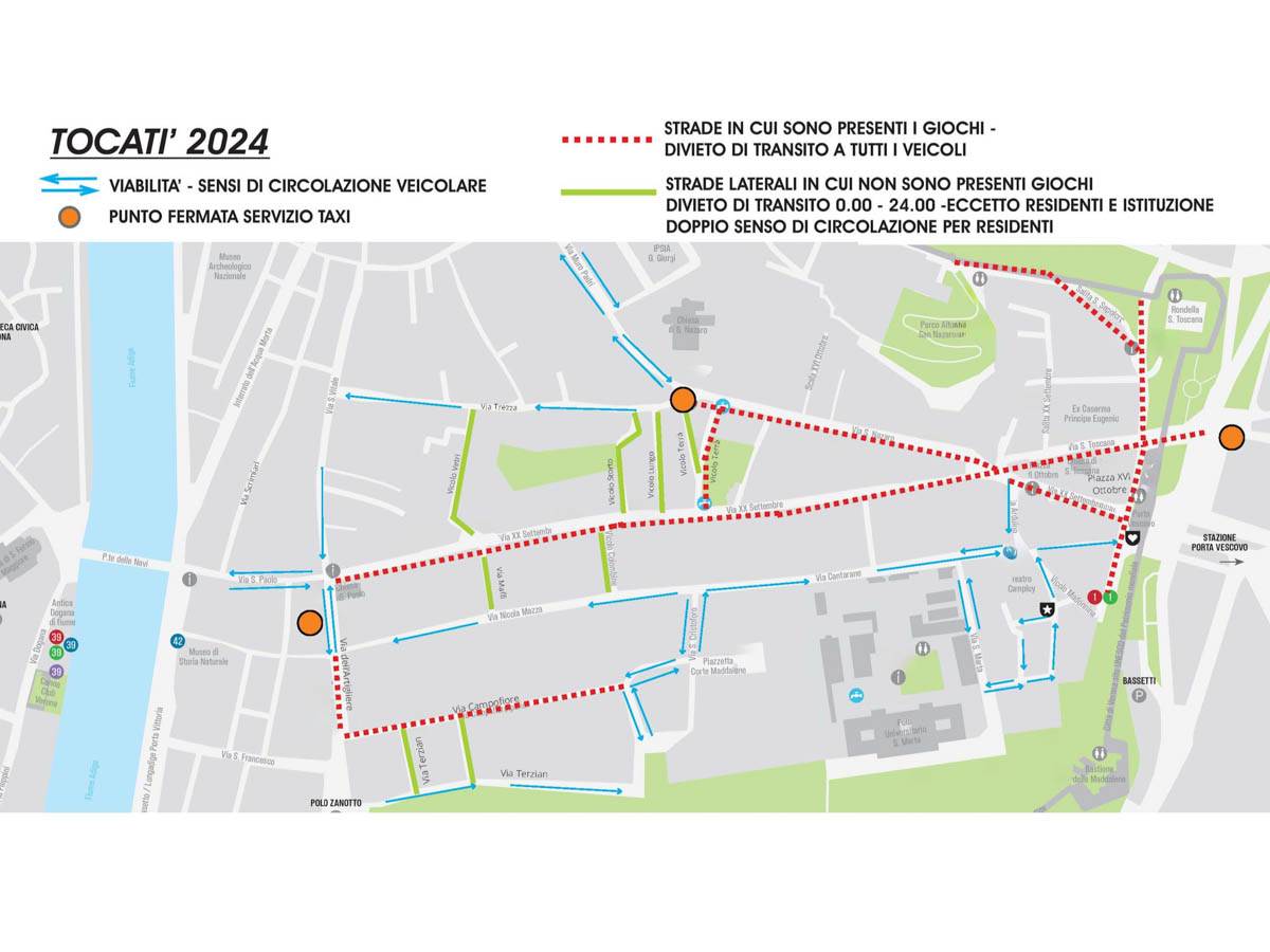 Mappa viabilità a Veronetta per il Tocatì (revisionata)