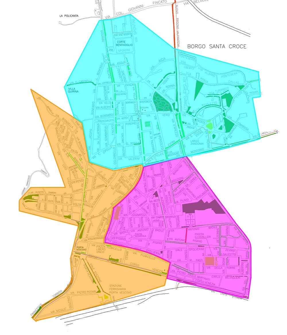 Piantina zone Amia Sesta Circoscrizione