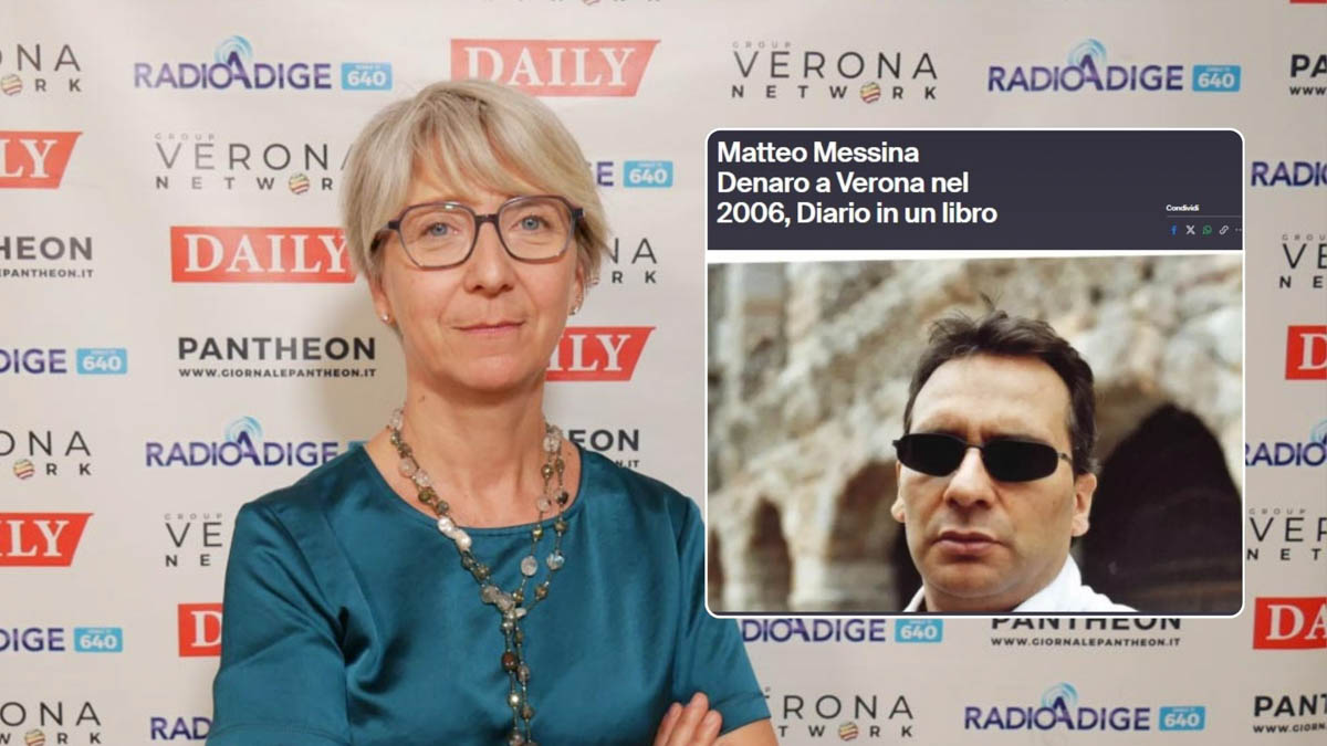 L'assessora Stefania Zivelonghi. Nel riquadro una notizia Ansa sulle foto di Messina Denaro a Verona
